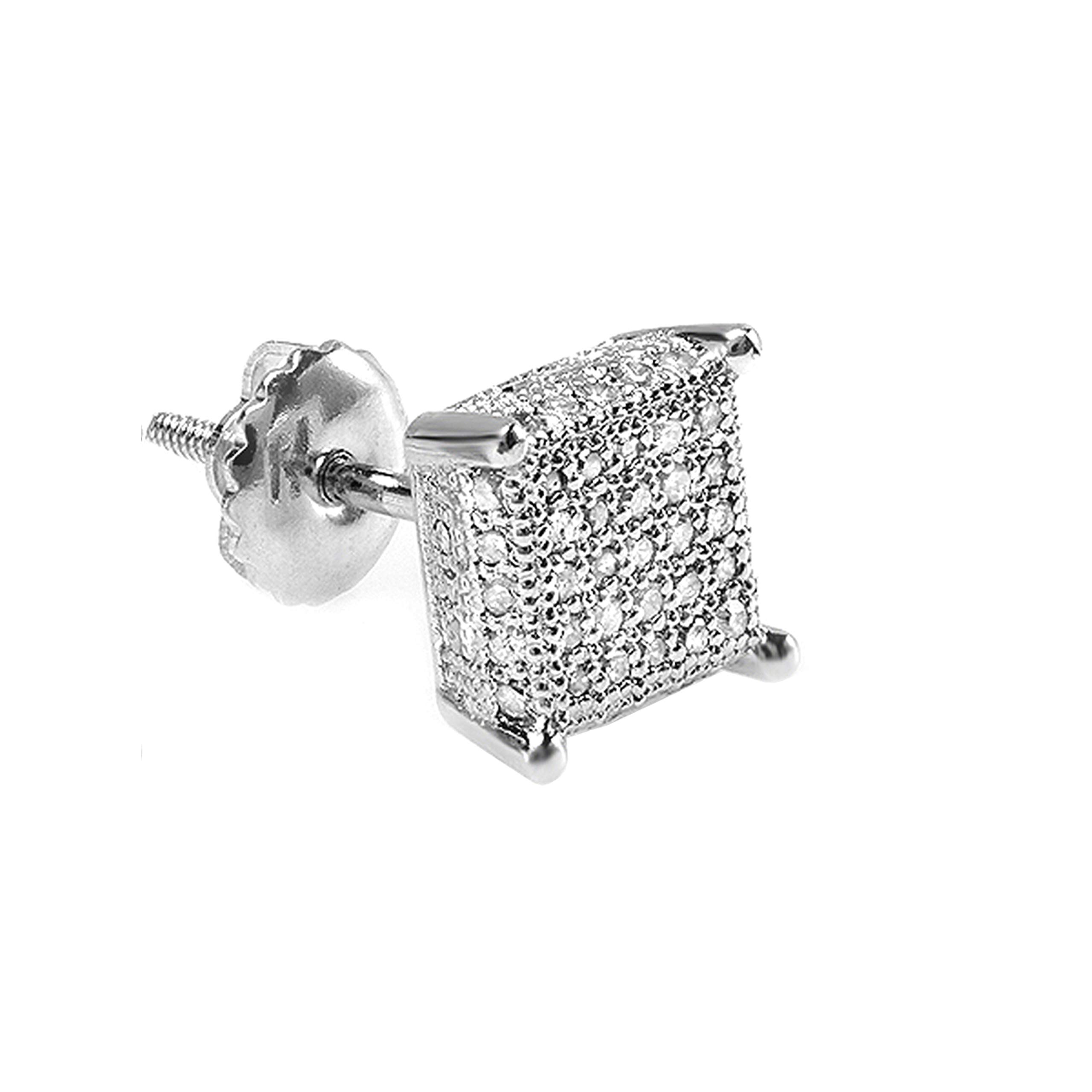 Dazzlingrock Collection 0.28 Carat Round White Diamond Dice Shaped Men's Iced Stud Earrings - 10K/14K/18K Solid Gold - Perfect for Gifts, Parties & Everyday Luxury Jewelry