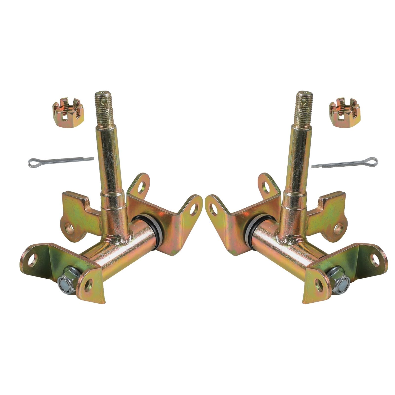 Pair 3 Stud Front Drum Brake Wheel Hub & Steering Knuckle Spindles for ATV Quad Go Kart Drift Trike 4 Wheelers 110cc 125cc - Perfect for Off-Road Adventures & DIY Repairs