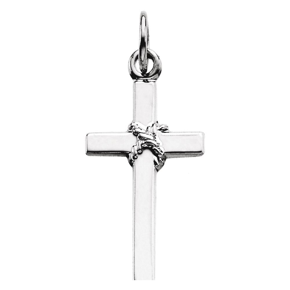 Platinum 16.00X09.50 mm Polished Cross Pendant Necklace - Elegant Religious Jewelry for Women & Men, Perfect for Gifts, Weddings & Everyday Wear