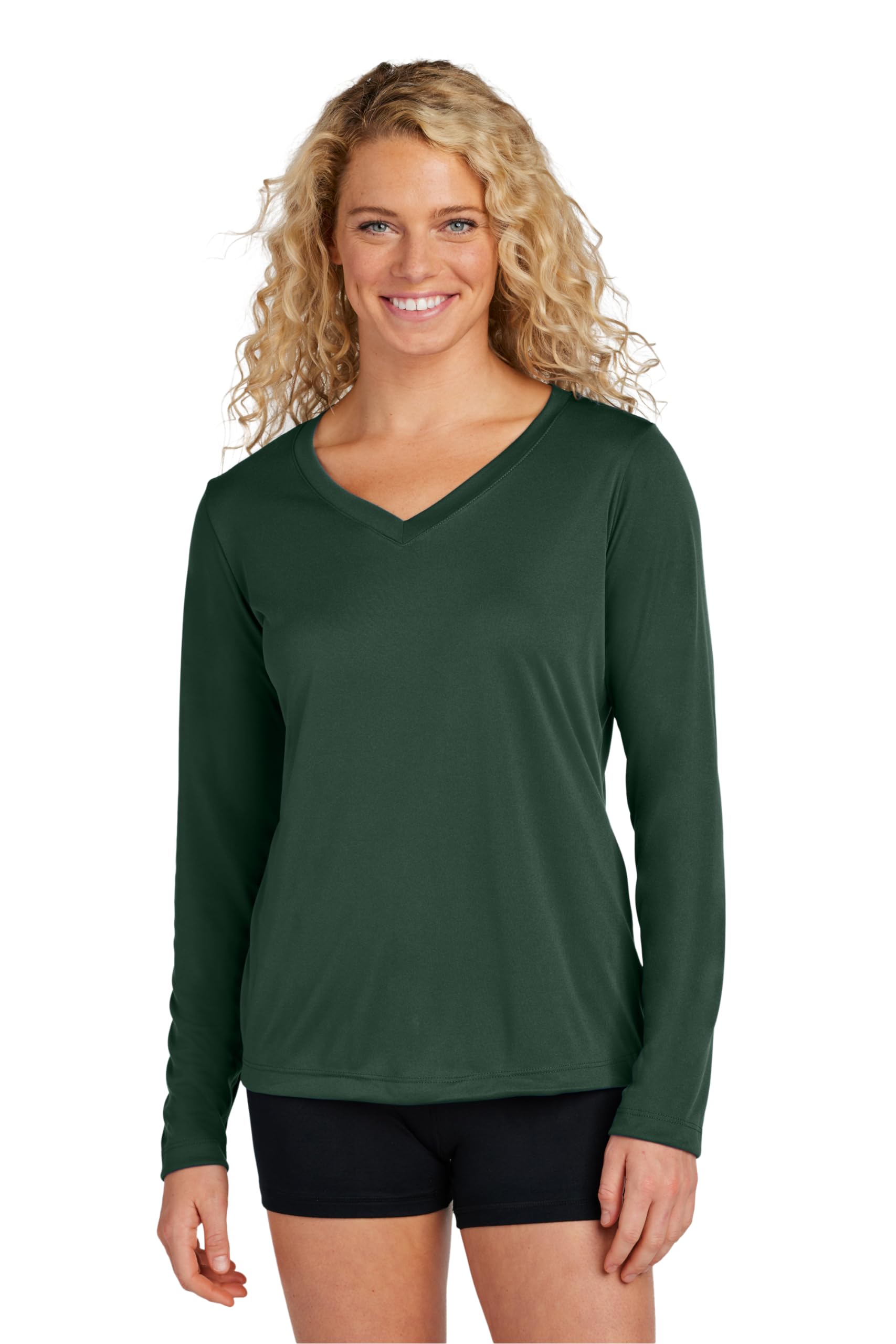 Women's V-Neck Workout Tops - Long Sleeve Gym Shirts for Fitness & Yoga