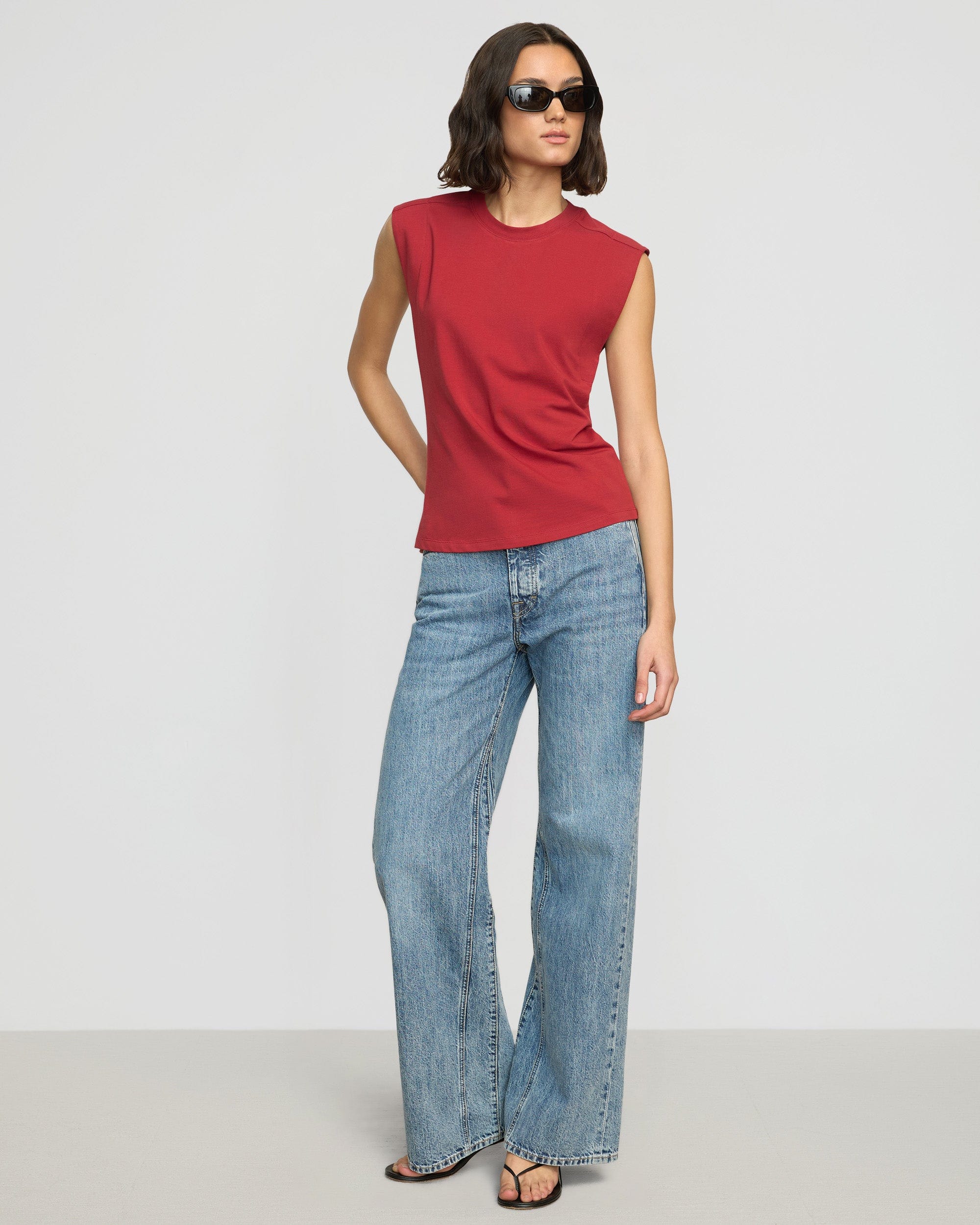Organic Cotton Structured Shoulder Tee for Women - Soft Comfortable Blouse for Casual Wear & Everyday Outfits