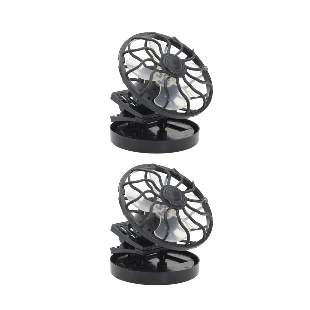 Newmind 2 Pack Clip-on Mini Solar Powered Fan - 60mm Black - Perfect for Outdoor, Camping, Travel & Office Use