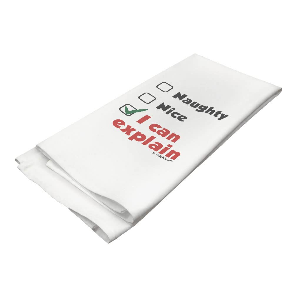 Funny Christmas Kitchen Tea Towel - Naughty Nice Santa's List Design - Holiday Decor & Xmas Gifts for Home, Party & Festive Decorations