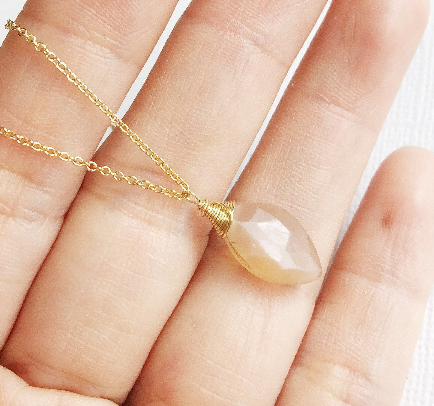 Yazmin Peach Moonstone Necklace (N213) - Elegant Jewelry for Women, Perfect for Weddings, Parties & Everyday Wear
