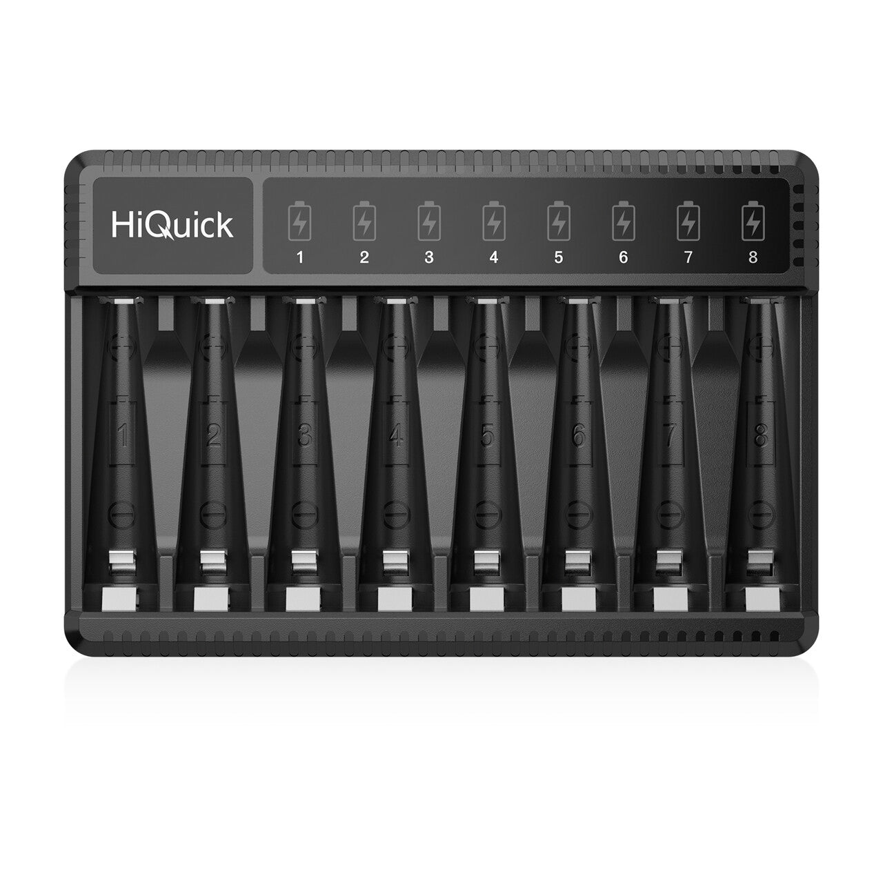 HiQuick 8 Bay AA AAA Battery Charger with LED Display & Fast Charging - Rechargeable NiMH Battery Charger for Home, Office, Travel & Emergency Use