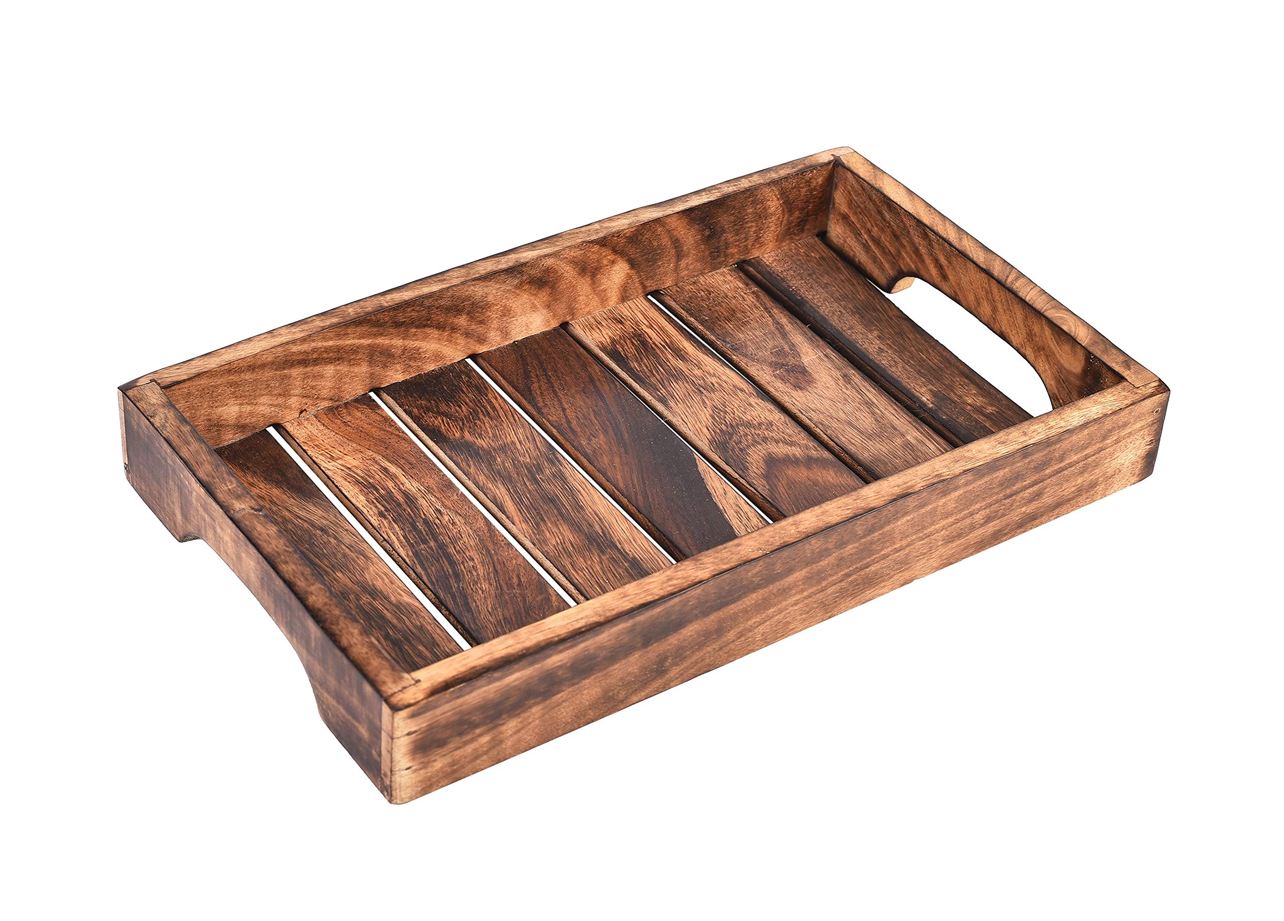Artsio Handmade Wooden Rectangular Serving Tray - Rustic Farmhouse Decorative Ottoman Tray for Breakfast in Bed, Cheese Platter, Tea, Coffee & Cocktails | Perfect for Kitchen, Dining & Bar Use