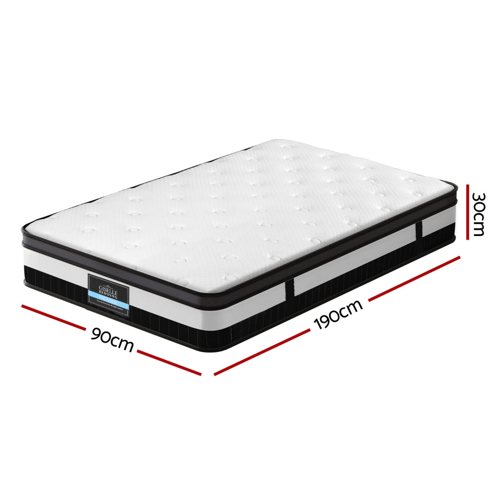 Breeze Euro Top Pocket Spring Mattress - 30cm Thick Single Size for Ultimate Comfort | Perfect for Guest Rooms, Dorms & Small Bedrooms