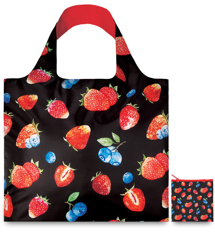 LOQI JUICY Collection Tote Bag - Reusable Shopping Bag with Vibrant Fruit Print - Eco-Friendly Grocery Tote for Women - Perfect for Shopping, Beach, Travel & Daily Use