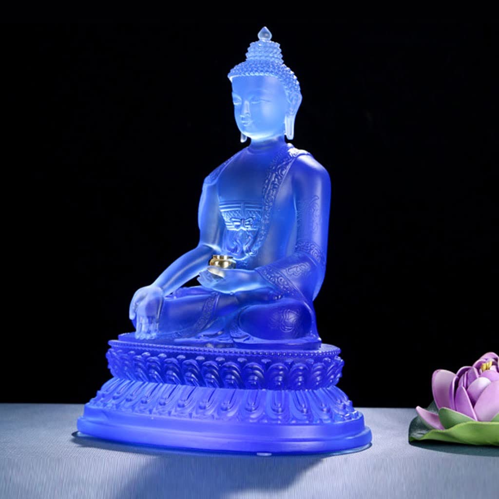 Hand-Blown Glass Buddha Statue - Zen Meditation Sculpture for Home & Office Decor, Exquisite Craftsmanship, Perfect Gift for Meditation & Mindfulness (Blue) - Ideal for Yoga Studios, Meditation Spaces & Spiritual Gifts