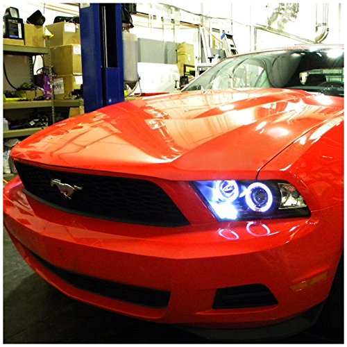 Spec-D Tuning LHP-MST10JM-TM Black LED Dual Halo Projector Headlights for Ford Mustang - Upgrade Your Ride with Stylish Lighting for Night Driving & Car Shows
