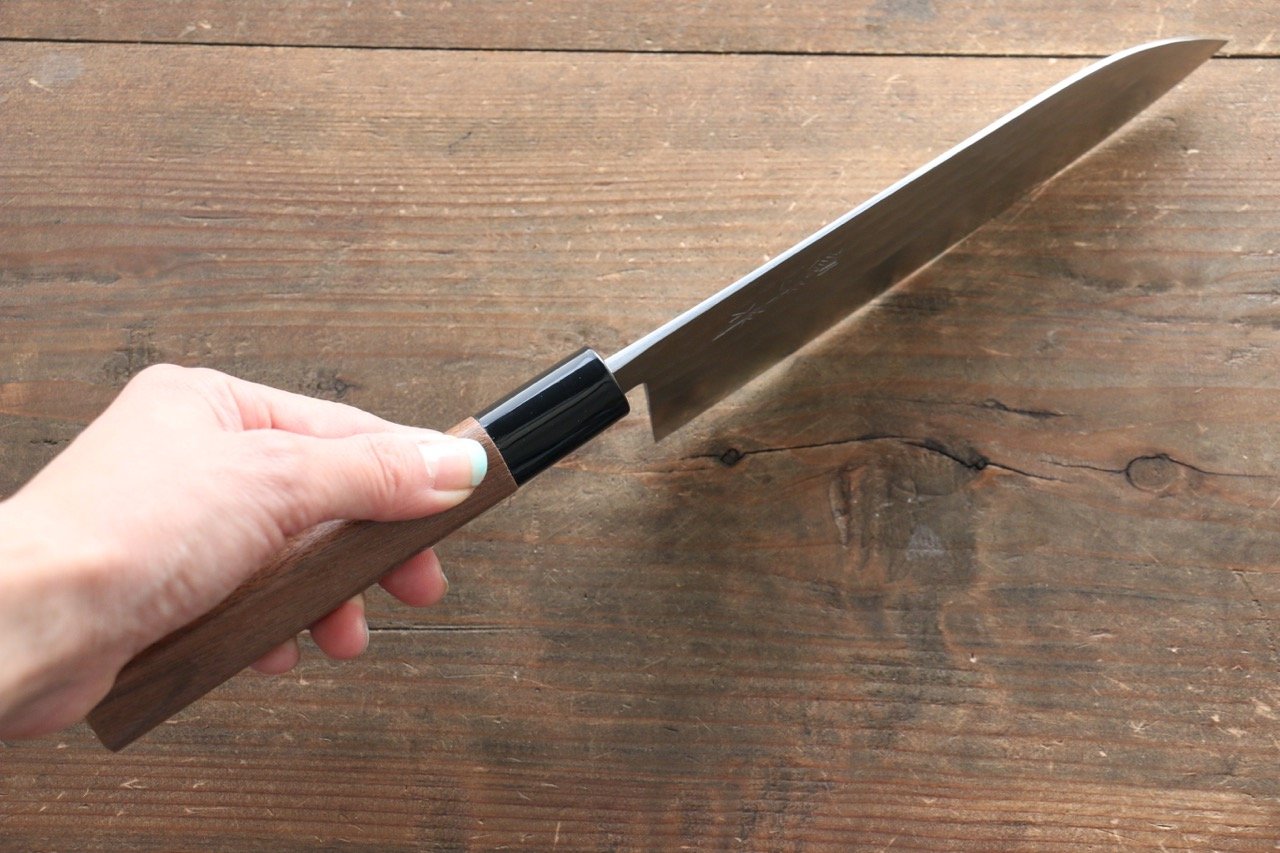 Premium Kunihira Tanzo VG1 Hammered Santoku Knife 170mm - Japanese Chef Knife with Walnut Handle - Perfect for Slicing, Dicing & Chopping Vegetables, Meat & Fish