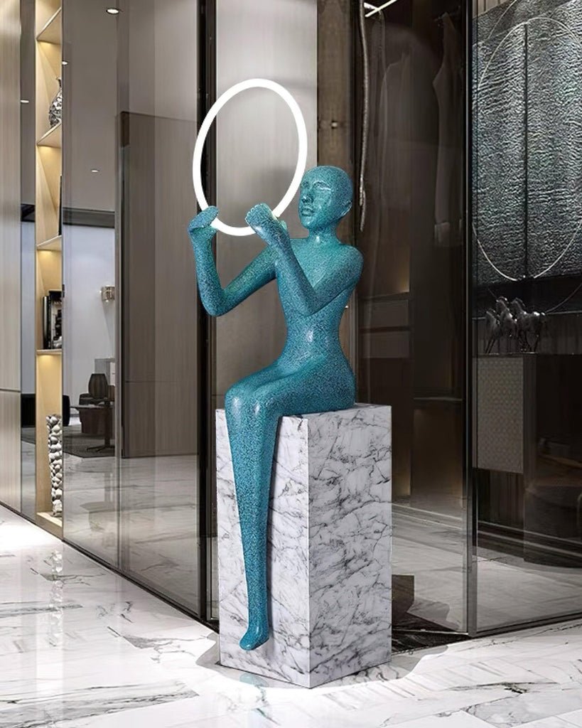 Elegant Elena Sculpture Floor Lamp - Modern Home Decor for Living Room, Bedroom & Office - Adjustable Height & Warm LED Lighting for Cozy Ambiance