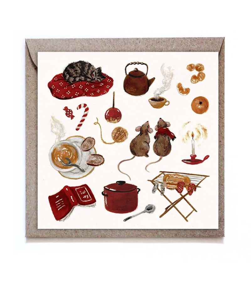 Cozy Winter Home Greeting Card - Handmade Holiday Card for Christmas, New Year, and Winter Wishes | Perfect for Gifting, Decor, and Seasonal Celebrations