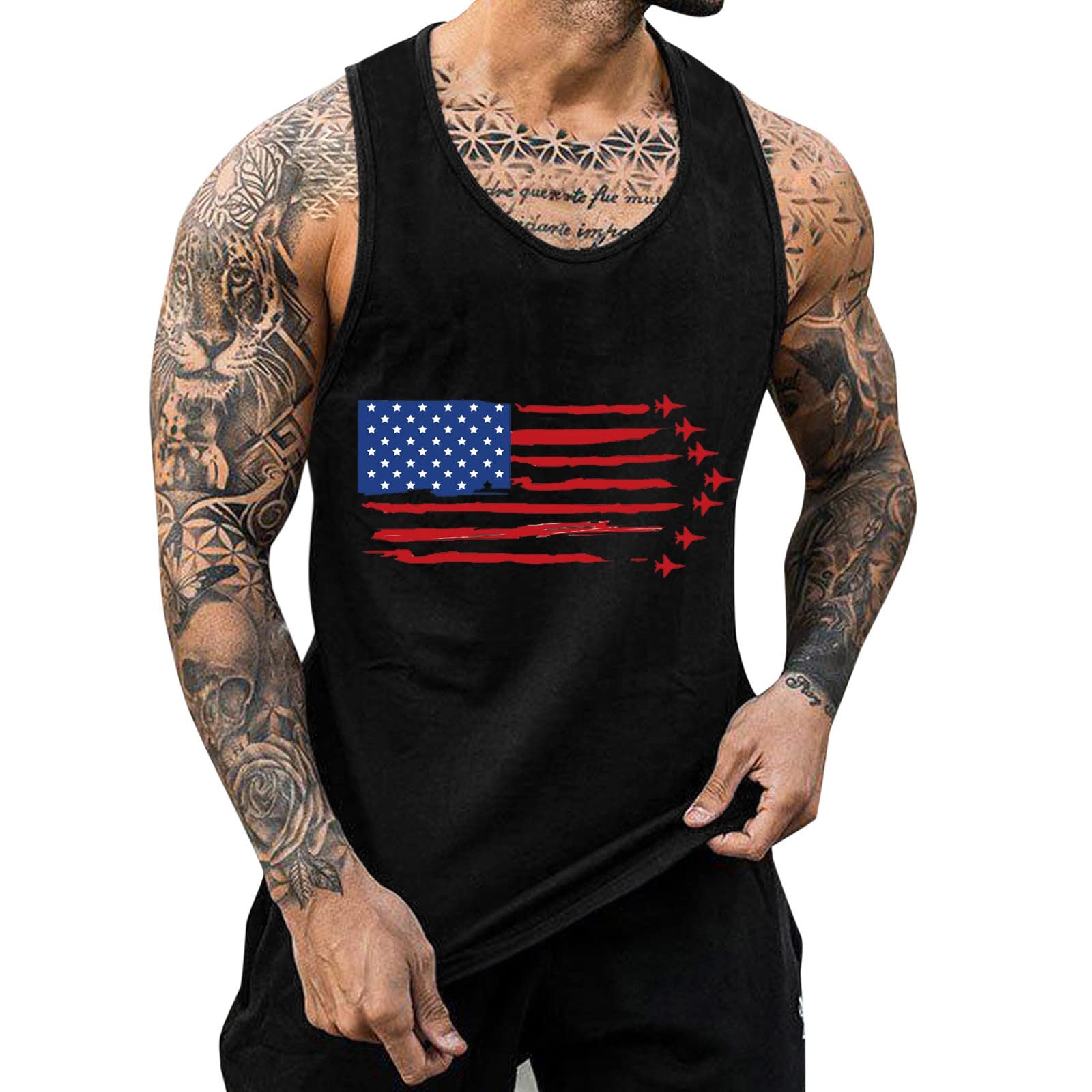 Men's Fashion Tank Tops - Novelty Graphic Print Sleeveless Shirts for Workout & Gym - Big & Tall Tropical Tie Dye Hoodies - Perfect for Summer, Beach & Casual Wear