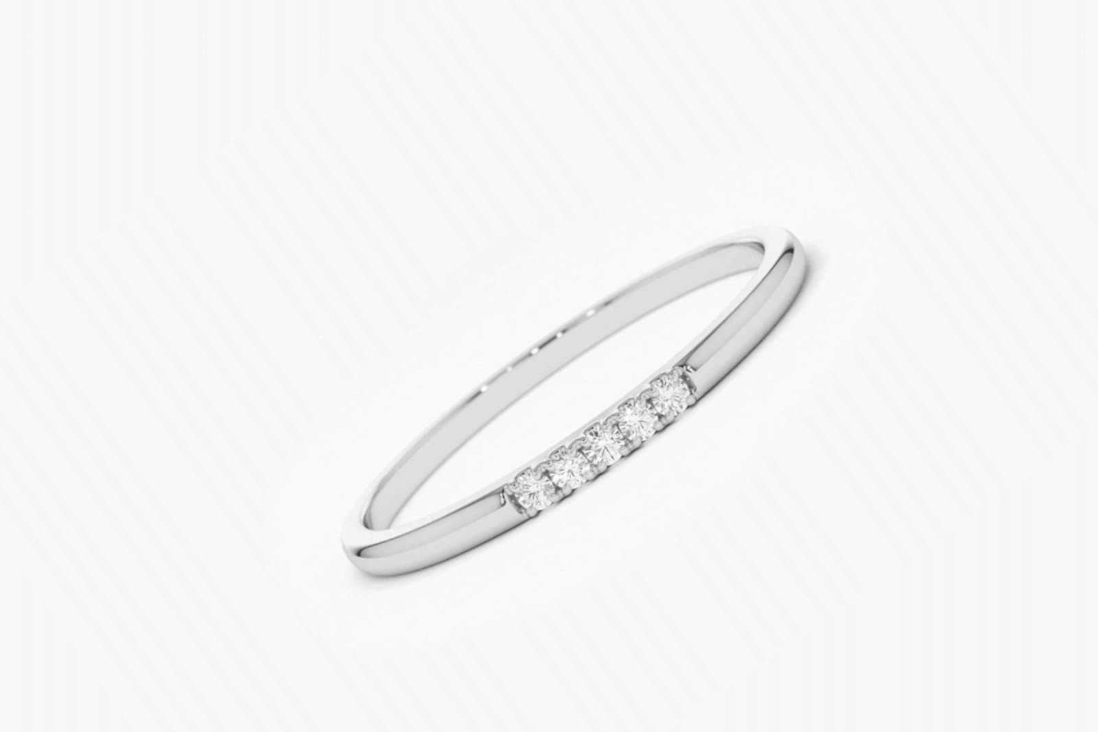 0.05ct Certified Diamond Petite Wedding Ring - 10k Solid Gold Micro Pave Setting Half Eternity Band for Women - Perfect for Engagement, Anniversary & Everyday Wear Jewelry Gift for Her