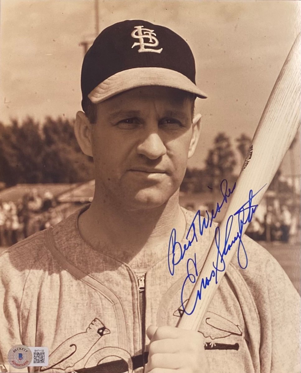 Enos Slaughter Autographed 8x10 St. Louis Cardinals Baseball Photo - BAS BH71133 - Perfect for Sports Memorabilia Collections & Cardinals Fan Gifts