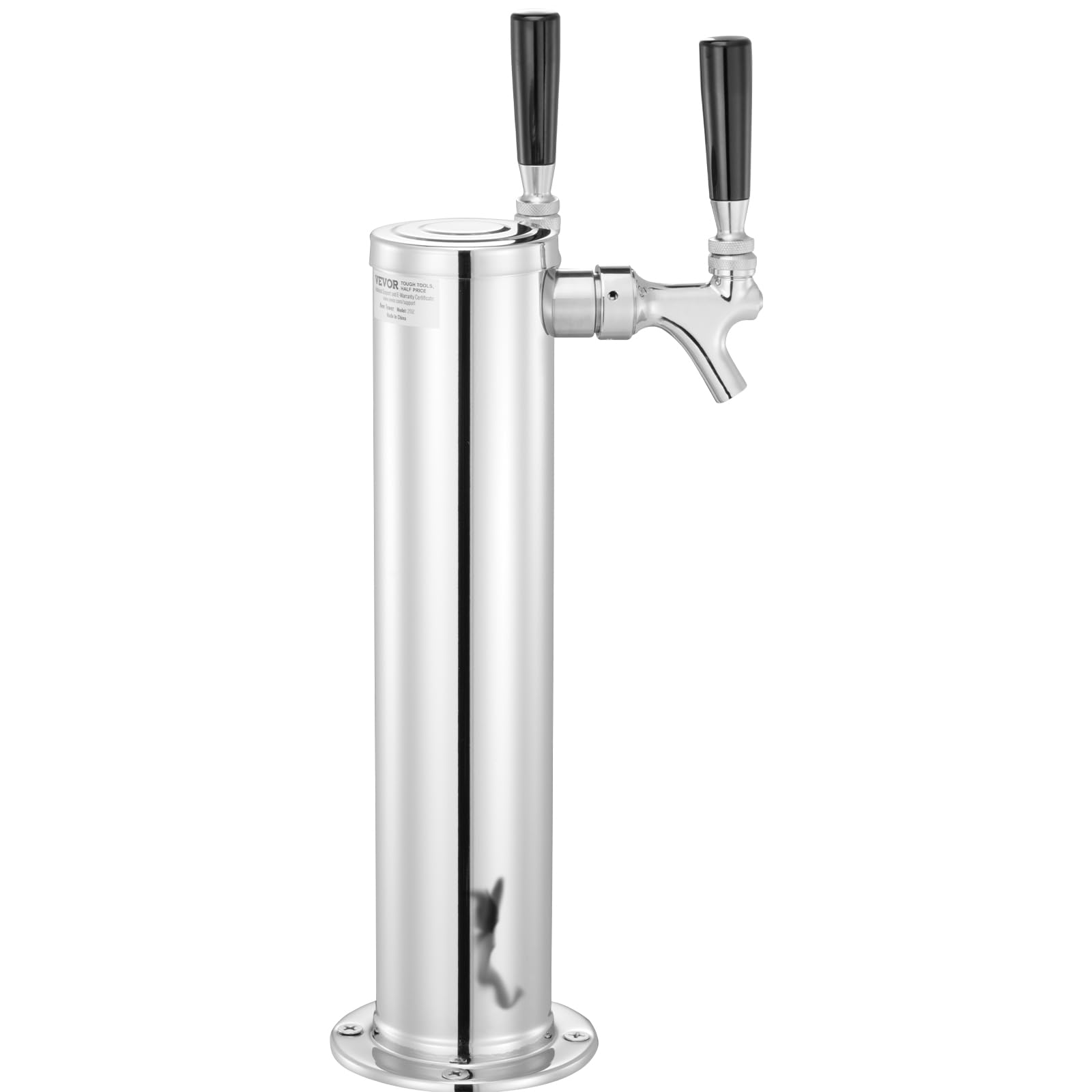 VEVOR Dual Tap Kegerator Tower Kit - Stainless Steel Beer Dispenser with CGA320 Regulator & D-System Coupler for Home Bars, Parties & Commercial Use | Perfect for Draft Beer Serving & Entertaining