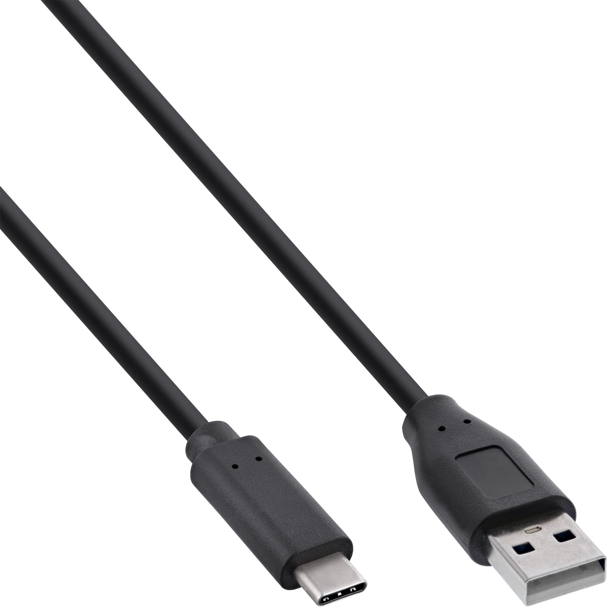InLine 35733 USB 2.0 Type-C to USB-A Cable - 3m/10ft High Speed Charging & Data Sync Cable for Smartphones, Laptops, Tablets - Durable Nylon Braided Black Cable for Home, Office & Travel Use