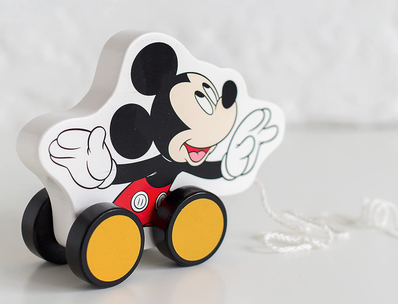 Disney Mickey Mouse Wooden Pull Toy for Toddlers - Classic Wooden Pull Along Toy for Kids Ages 1-3, Perfect for Early Learning & Walking Practice - Great Gift for Birthdays & Christmas
