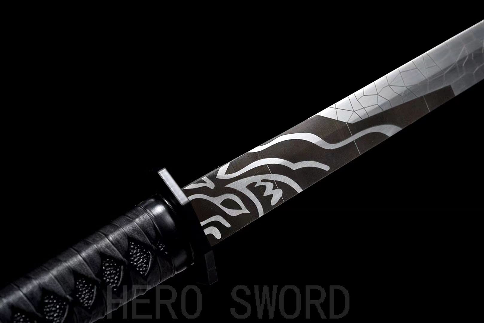Assassin Five Six Seven Anime Replica Cosplay Katana - Shadow 柒 Japanese Samurai Sword with Blue Blade | Handmade 9260 Spring Steel | Perfect for Cosplay, Anime Conventions & Collectors (#5)