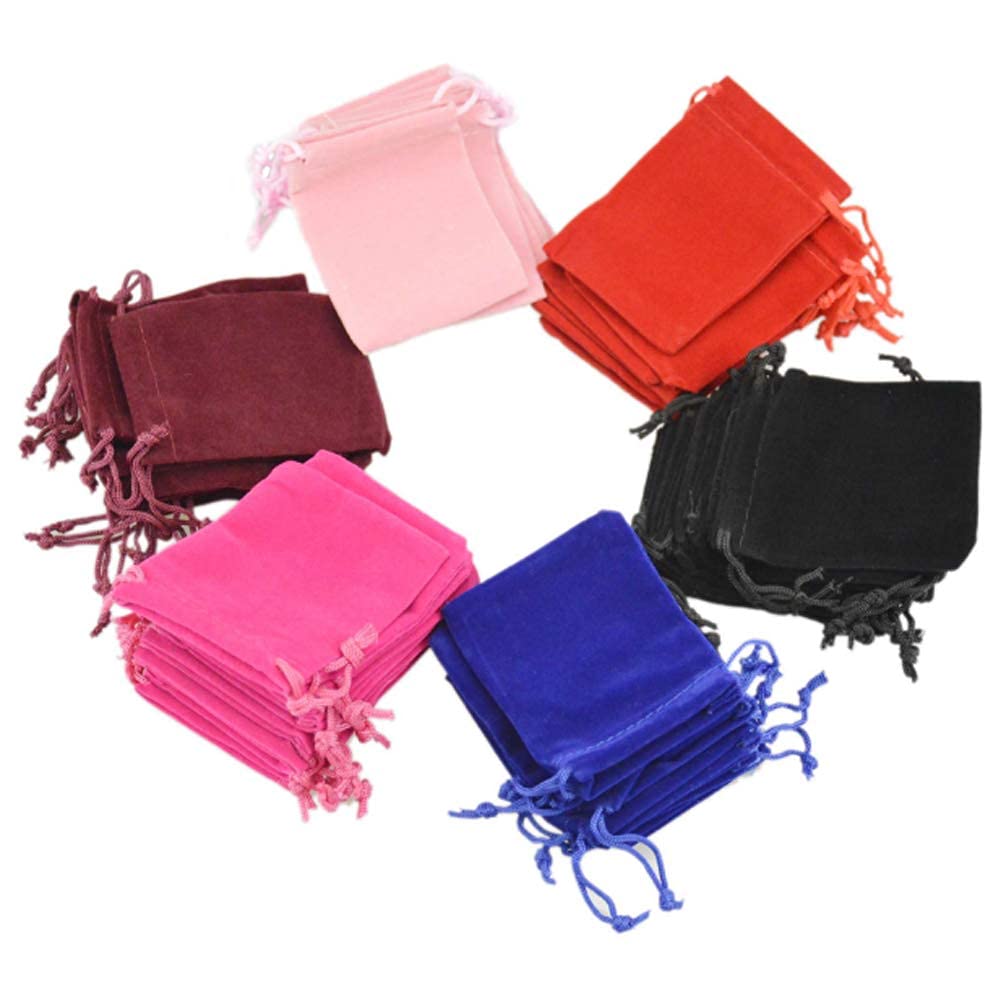 50pcs Velveteen Drawstring Bags - Small Velvet Jewelry Pouches for Candy, Gifts & Party Favors (2.7