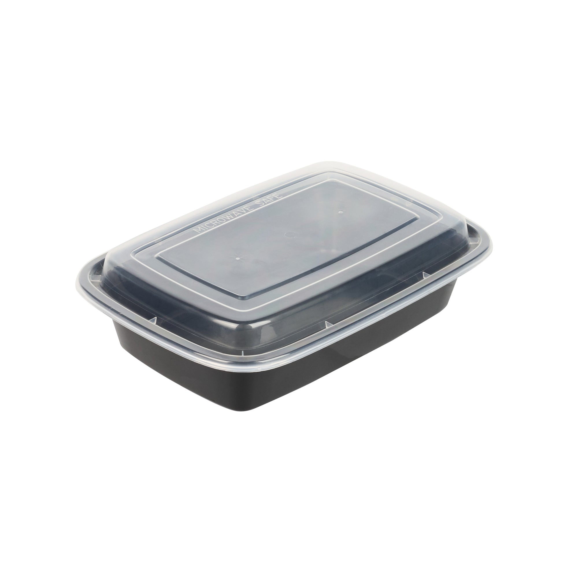 24 oz Black Rectangle Plastic Food Storage Containers with Clear Lids - 50 Pack, Microwave Safe To-Go Boxes (8
