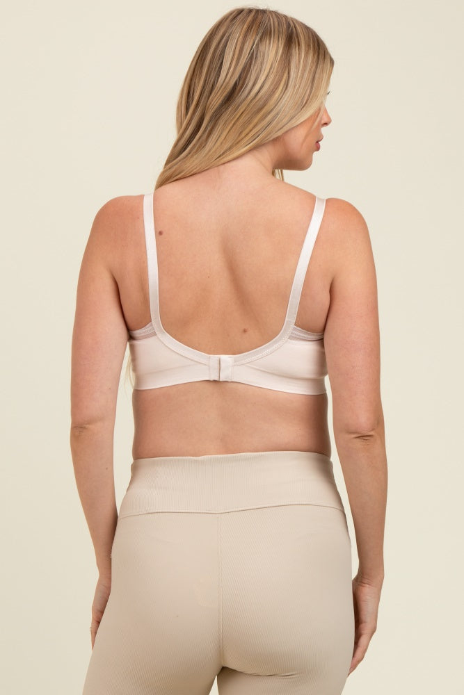Beige Maternity Nursing Bra - Comfortable & Supportive for Breastfeeding Moms - Perfect for Pregnancy, Postpartum & Everyday Wear