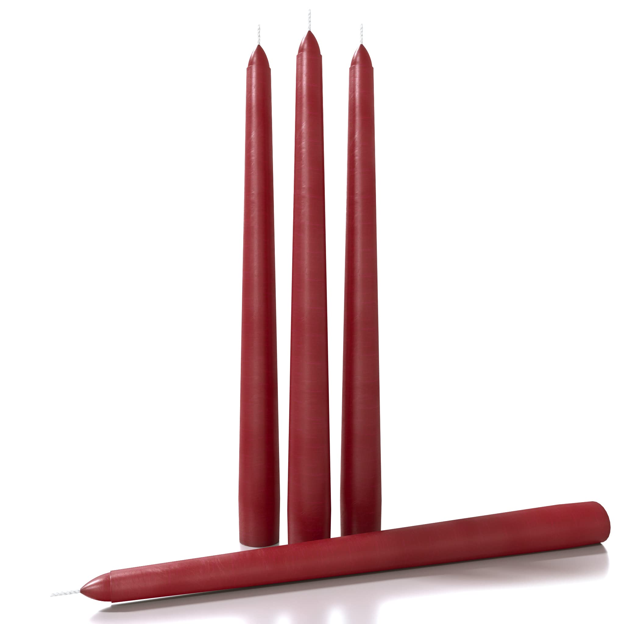 CANDWAX 10 Inch Taper Candles Set of 4 - Dripless Unscented Candlesticks for Elegant Dining & Home Decor - Bordeaux Red Dinner Candles for Romantic Evenings, Weddings & Holiday Centerpieces