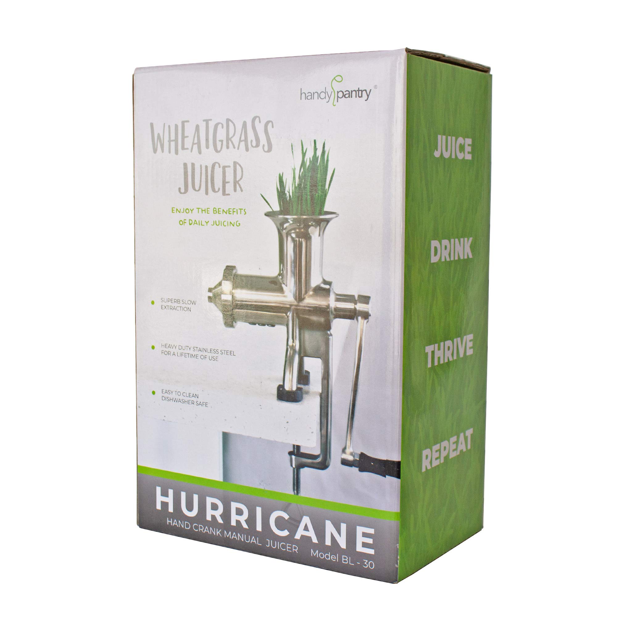 Stainless Steel Manual Wheatgrass Juicer - Handy Pantry HJ Hurricane for Fresh Wheatgrass Juice | Perfect for Home, Gym & Healthy Lifestyle