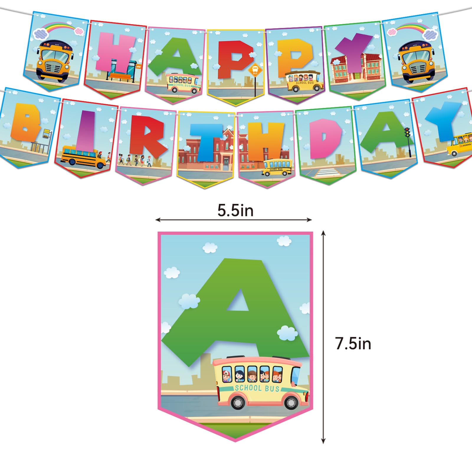 School Bus Birthday Party Decorations Set - Includes Happy Birthday Banner, Cake & Cupcake Toppers, Balloons - Perfect for School Bus Themed Parties, Back to School Celebrations & Kids Classroom Events