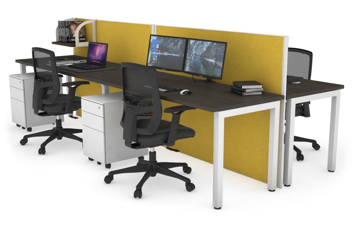 Horizon Quadro 4-Person Office Workstation Bench with Square Legs - 1600L x 700W Dimensions - Perfect for Collaborative Workspaces, Conference Rooms & Open Office Layouts