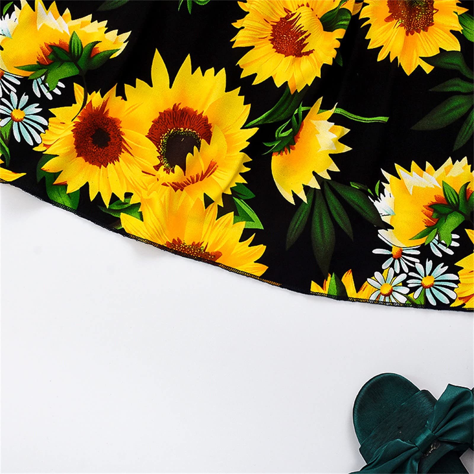 **Bohemian Sunflower Toddler Girls Sleeveless Beach Dress - Floral Princess Party Gown for Kids, Perfect for Summer Outings, Beach Vacations & Birthday Celebrations**