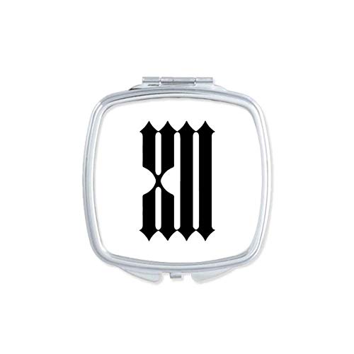 DIYthinker Roman Numerals Black Silhouette Mirror - Portable Compact Double Sided Pocket Makeup Mirror with Stand (12