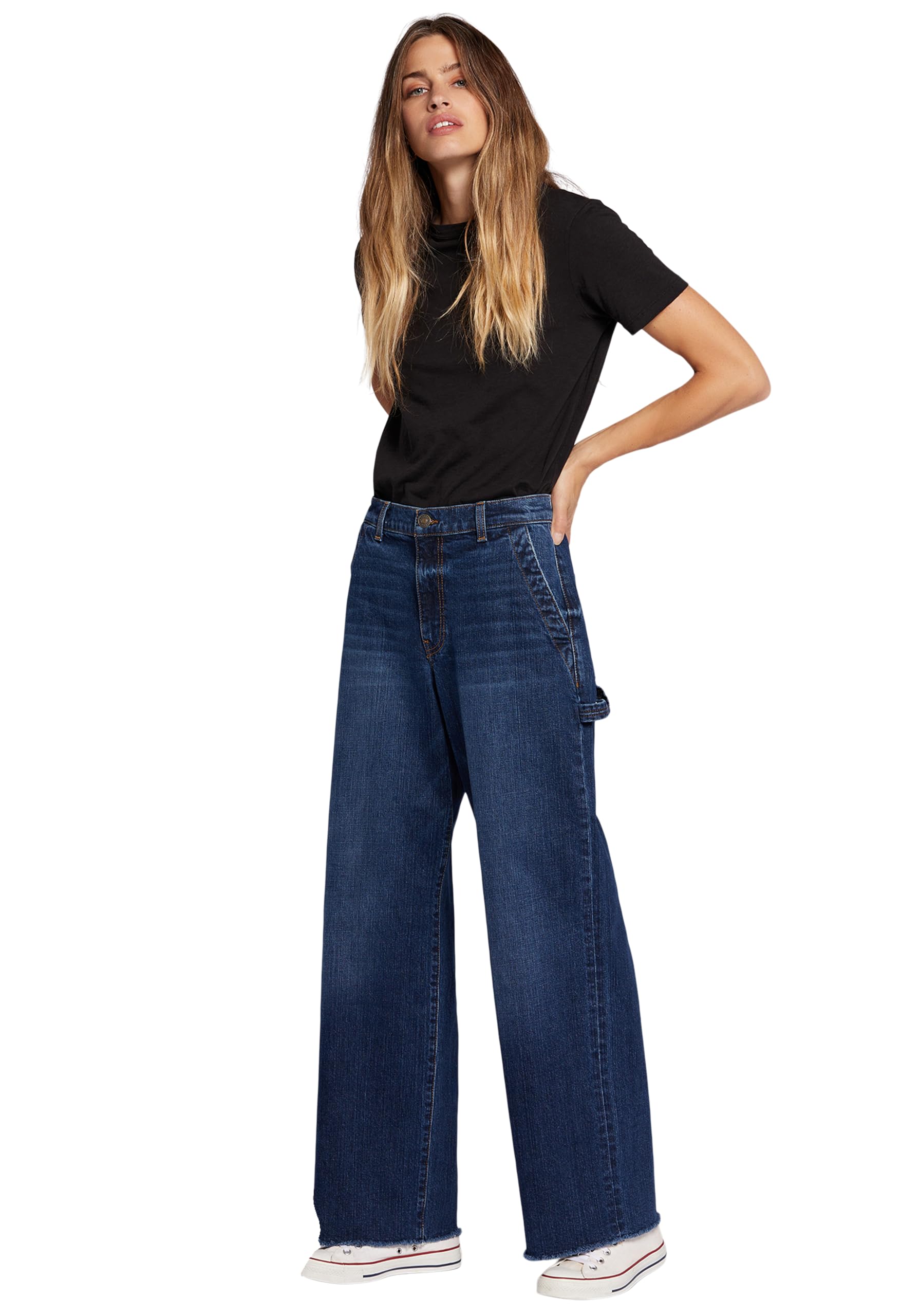 Current/Elliott Women's The Painter Wide Leg Jean - Relaxed Fit High Waist Distressed Denim Pants for Women | Casual Chic Style for Everyday Wear, Office & Weekend Outfits