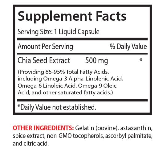 Organic Chia Seed Oil Extract - Hydrating Skin Moisturizer & Hair Serum for Radiant Glow - 180 Capsules (3 Bottles) - Plant-Based Hydration for Face, Body & Hair - Perfect for Daily Skincare & Hair Care Routine