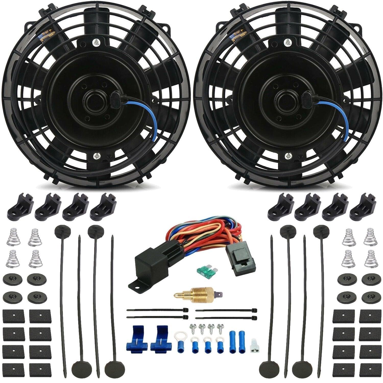 90W Dual 7-8 Inch Electric Fan with Grounded Thermostat Switch - Perfect for Home Cooling, Workshop Ventilation & Outdoor Events
