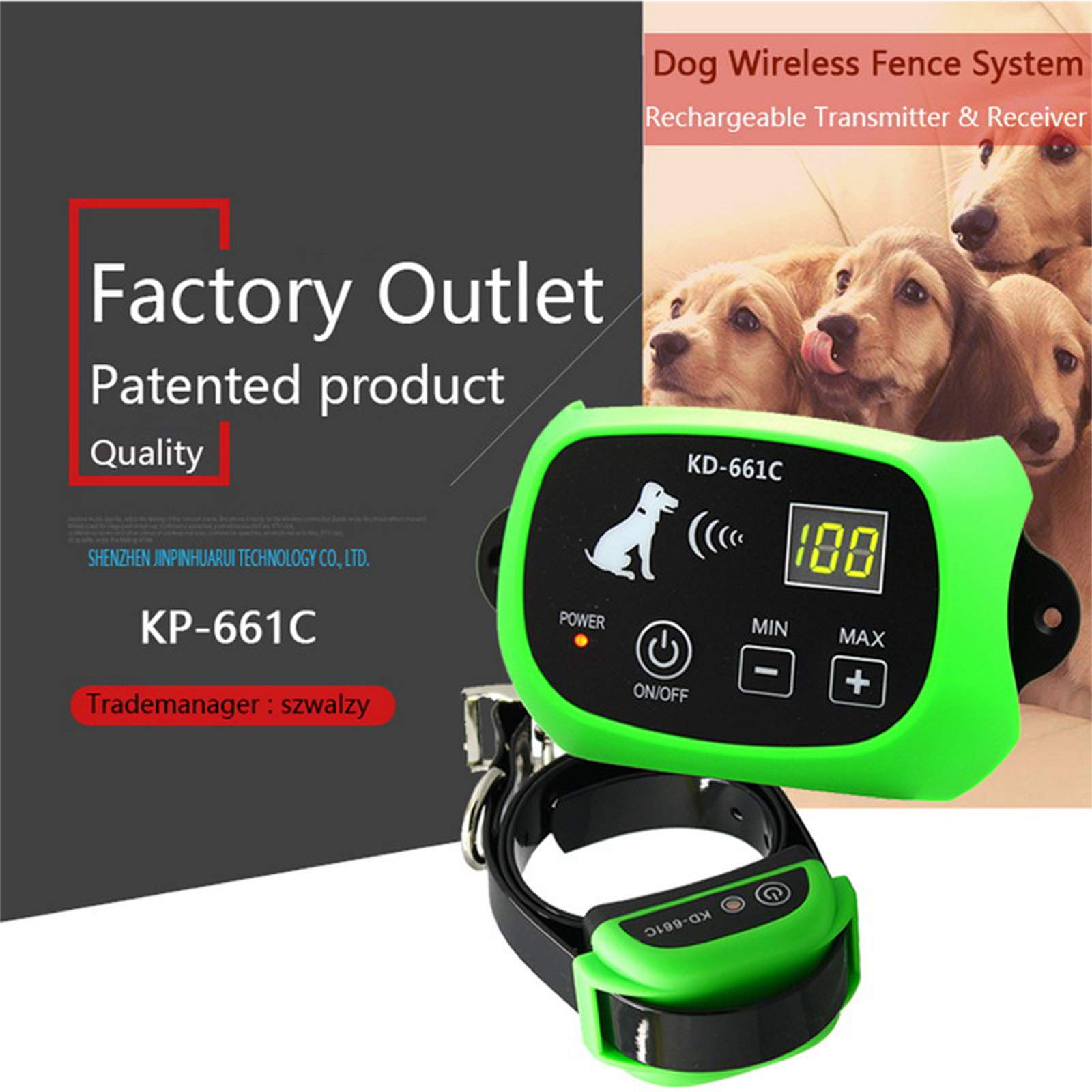Wireless Dog Fence System - IP65 Waterproof Rechargeable Shock & Beep Training Collar with Adjustable Range | Safe & Harmless Pet Containment Solution for Small, Medium & Large Dogs | Perfect for Backyard, Garden & Outdoor Dog Training