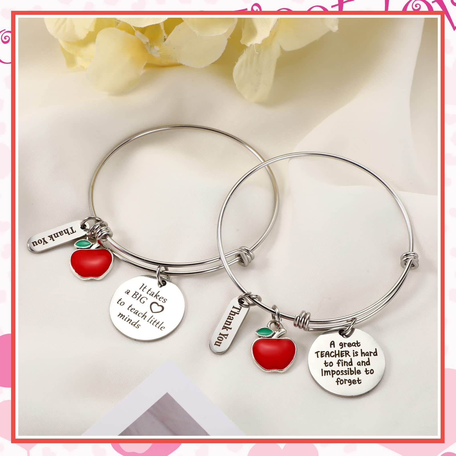Bonuci 4-Piece Teacher Appreciation Bracelet Set - Thoughtful Thank You Gifts for Women Educators, Graduation & End of Year Presents - Perfect for Teacher's Day, Retirement & Classroom Celebrations