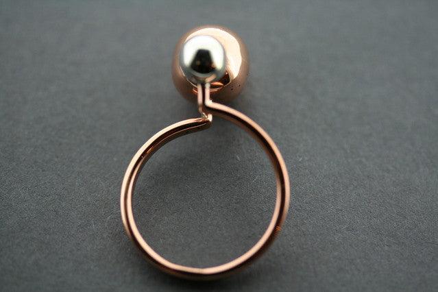 Copper & Silver 2 Bead Ring - Elegant Stackable Jewelry for Women - Perfect for Everyday Wear, Date Nights & Gift Giving