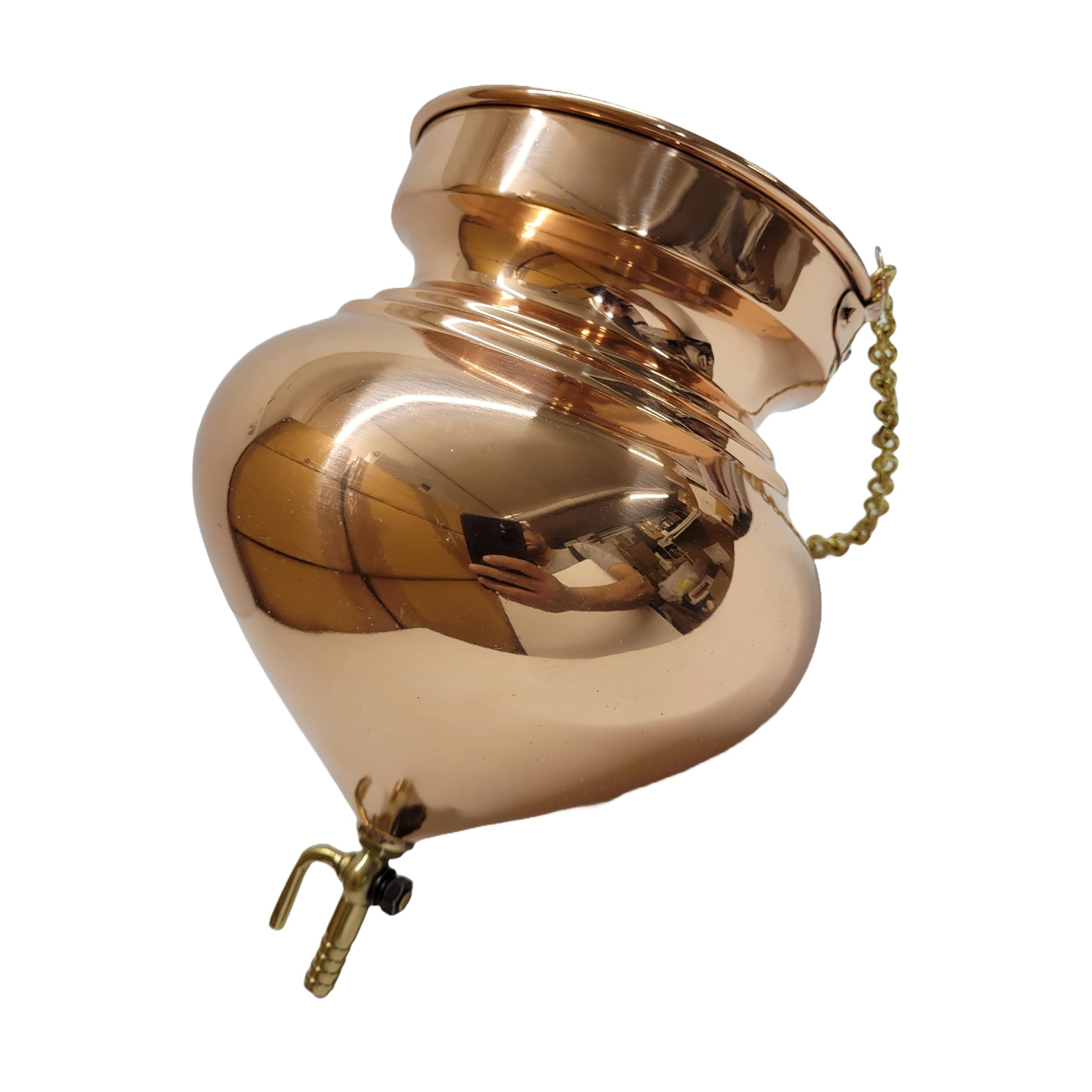 Extra Large Pure Copper Shirodhara Pot with Control Valve & Brass Chain - Ayurvedic Massage Equipment for Panchkarma, Abhyanga, Sodhana, Basti & Nasya | Perfect for Spa, Wellness Centers & Home Ayurvedic Therapy
