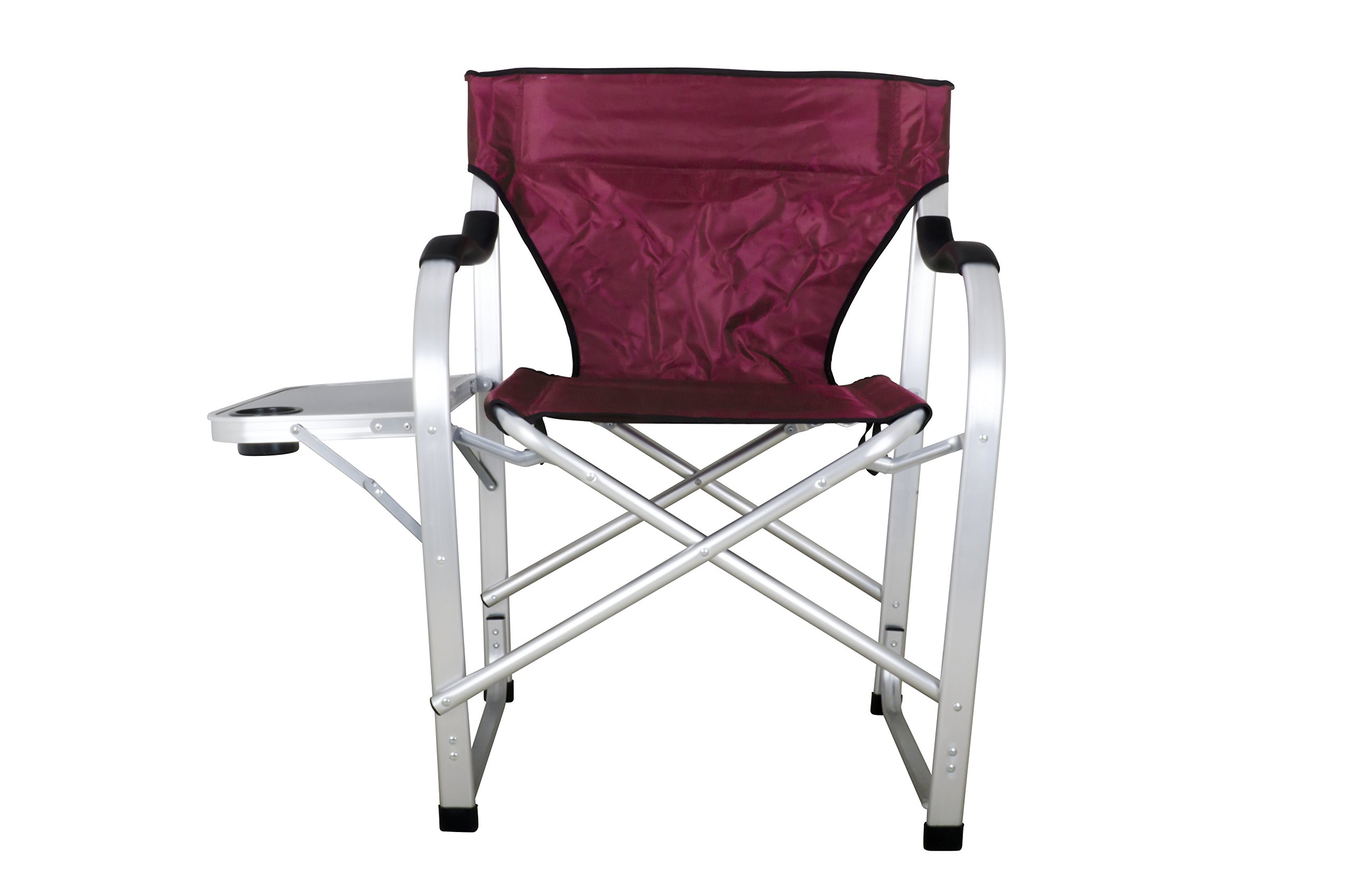 Stylish Heavy Duty Folding Camping Director Chair with Side Table - Burgundy Outdoor Chair for Patio, Beach, Picnic & Backyard Relaxation | Durable SL1215 Camp Chair