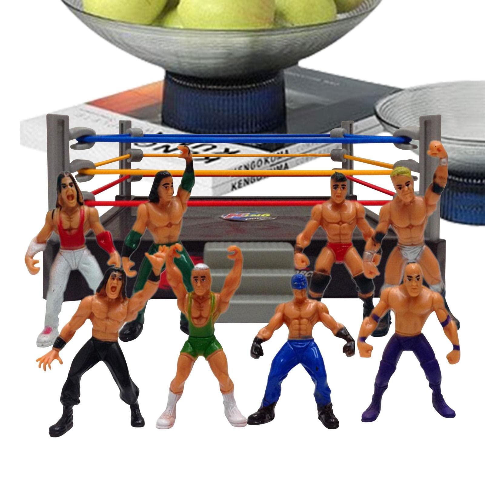Realistic Wrestling Action Figures Set - Miniature Wrestlers with Ring & Accessories - Collectible Wrestling Scene Model Toys for Kids & Adults - Perfect for Play, Display & Gifting