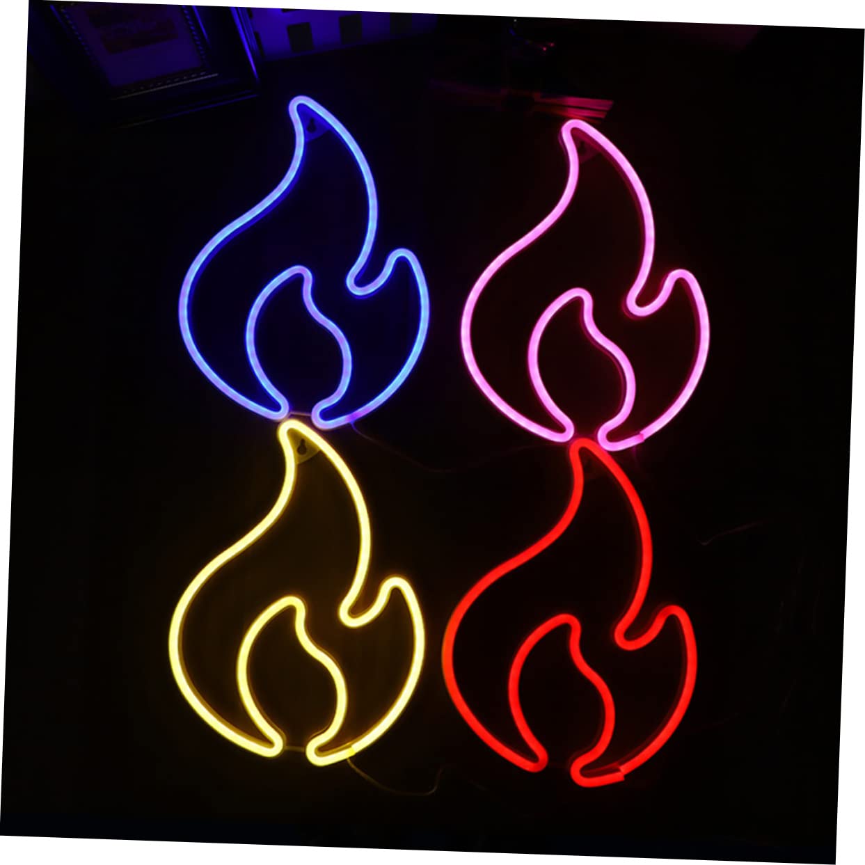 ETHZZLE LED Flame Effect Night Light - Dimmable Plastic Neon Lamp for Home, Office, Study - Creates Warm Ambiance | Perfect for Bedroom Decor, Relaxation & Mood Lighting