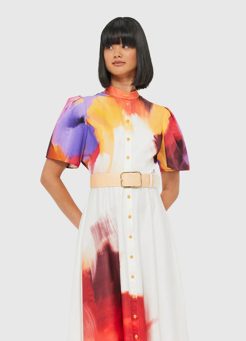 Bianca Short Sleeve Midi Dress - Floral Reminiscence Print Summer Dress for Women | Perfect for Beach Vacations, Date Nights & Casual Outings