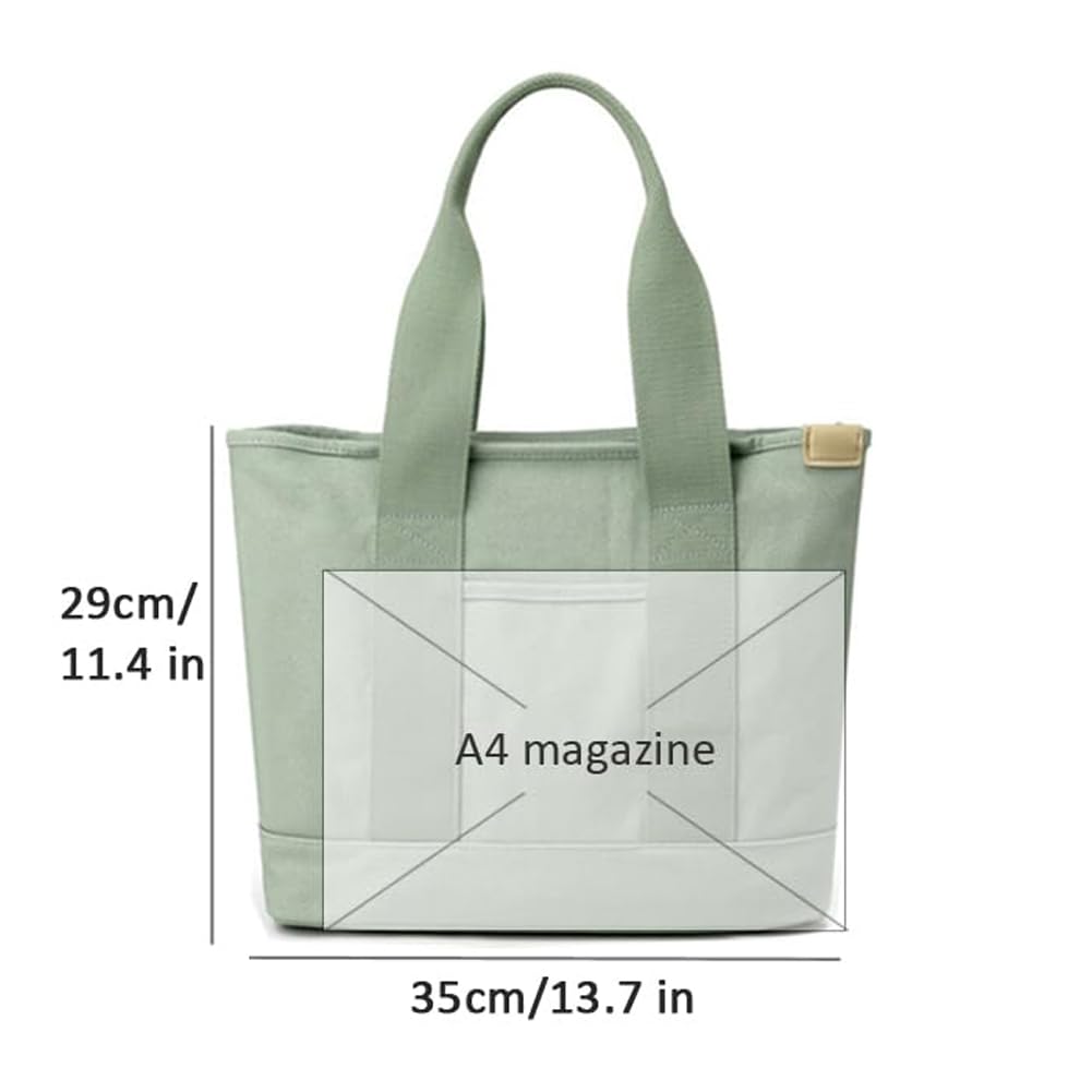 Zippered Multi-Pocket Canvas Tote Bag - Crossbody & Shoulder Bag for Travel & Shopping