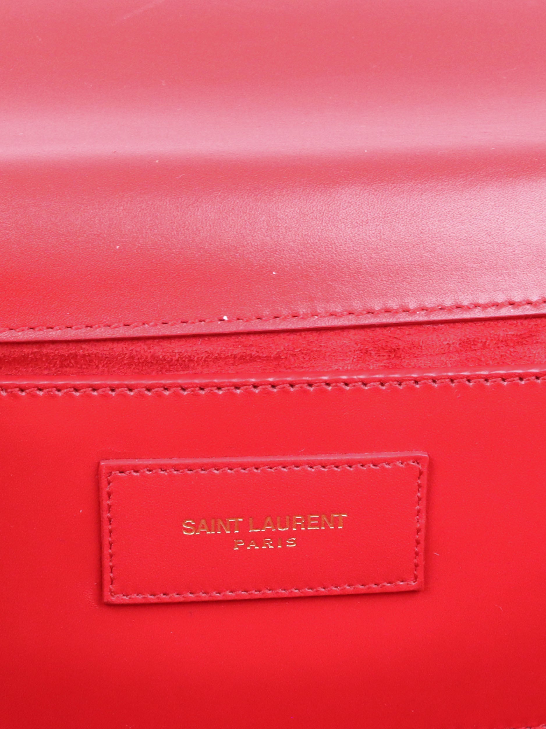 Saint Laurent Red Leather Clutch Bag for Women - Elegant Evening Purse for Parties, Weddings & Special Occasions
