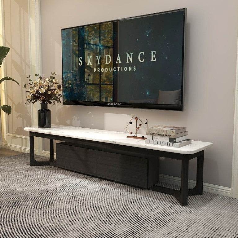 Macsen Modern TV Stand with Sintered Stone Top - 200cm Wide Media Console for Living Room, Perfect for 65-85 Inch TVs - Durable Entertainment Center for Home Theater Setup