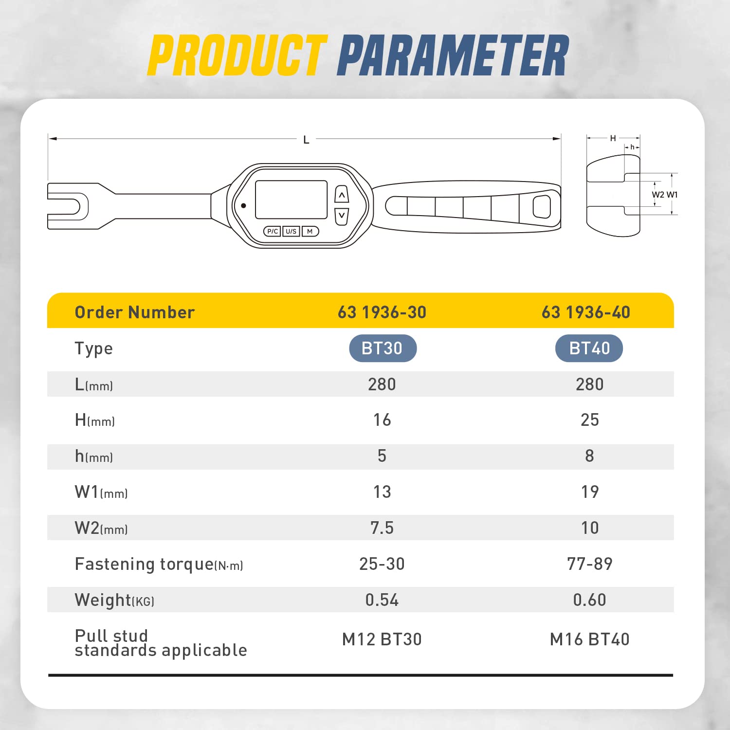 ZAC Digital Torque Wrench (25-30 N·m) - Preset Value Electronic Torque Spanner with Audible & Visual Alarm for M12 BT30 Pull Studs - Perfect for CNC Machine Tool Maintenance and Precision Engineering Applications