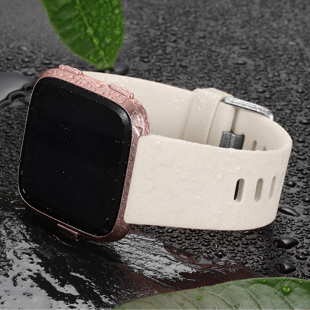 Wepro Soft Silicone Replacement Bands for Fitbit Versa 2 - Comfortable Sport Wristband for Women & Men, Beige Small - Perfect for Gym, Running & Everyday Wear