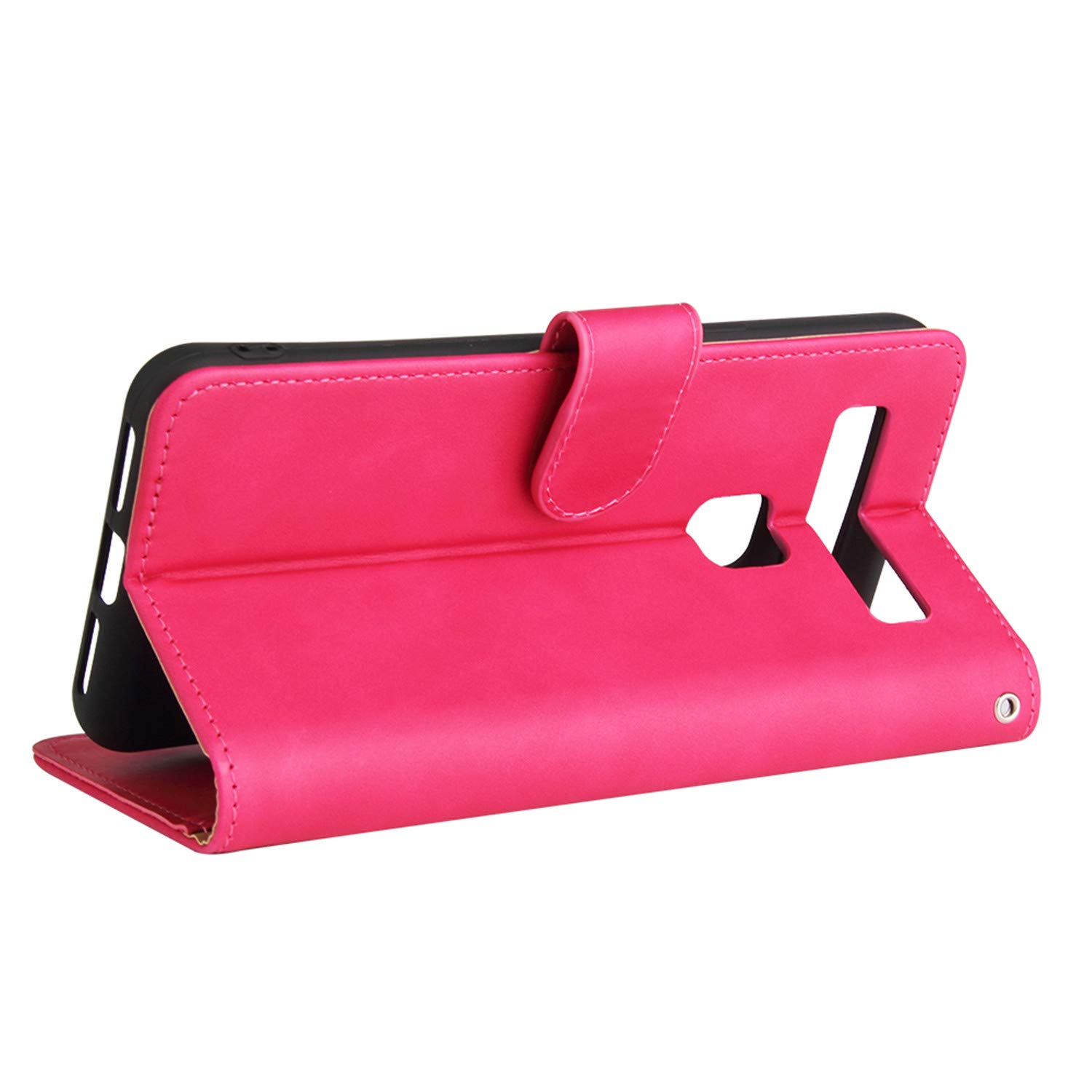 TCL 10 5G UW Leather Wallet Case - Rose Red for Women with Card Slots & Stand for Daily Use